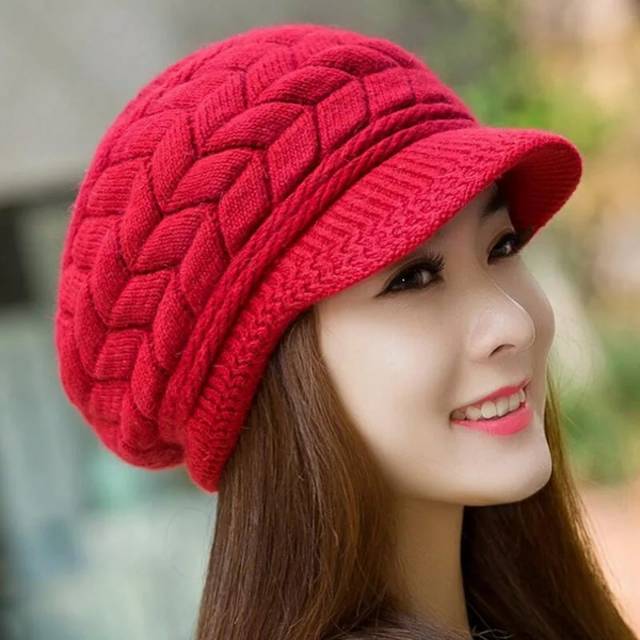 TOPI KUPLUK MUSIM DINGIN WANITA - WINTER CAP HANGAT - WOL RAJUT HAT