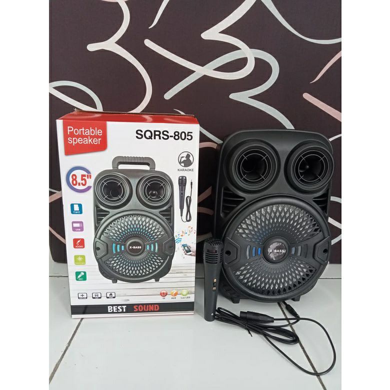 COD - NDs - Speaker Bluetooth SQRS 805 PLUSS MIC 8,5' FULL BASS KARAOKE WIRELESS PORTABLE