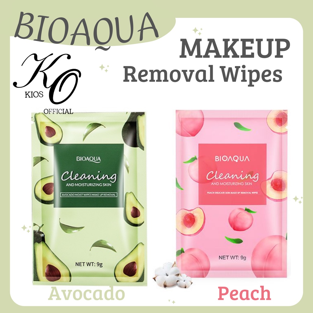 Bioaqua Peach Delicate Skin Makeup Removal Wipes &amp; Avocado Moist Wipes Makeup Removal 9g