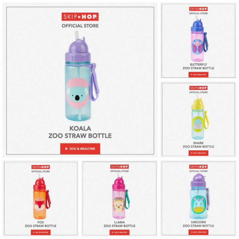 Skip Hop PP Straw Bottle 350 ml - Botol Minum Anak