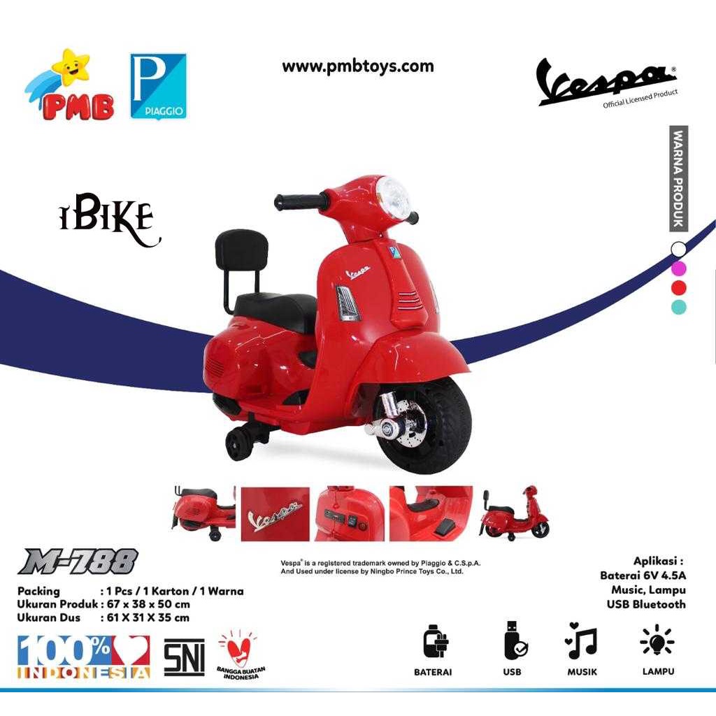 motor aki mainan anak Vespa Scooter Vintage Classic PMB M788, Motor anak murah , mainan anak motoran