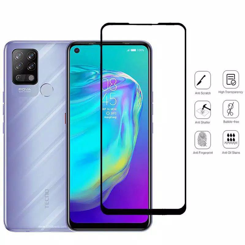 TECNO SPARK 5 PRO 7 PRO CAMON 19 PRO TEMPERED GLASS 9D FULL COVER FULL GLUE