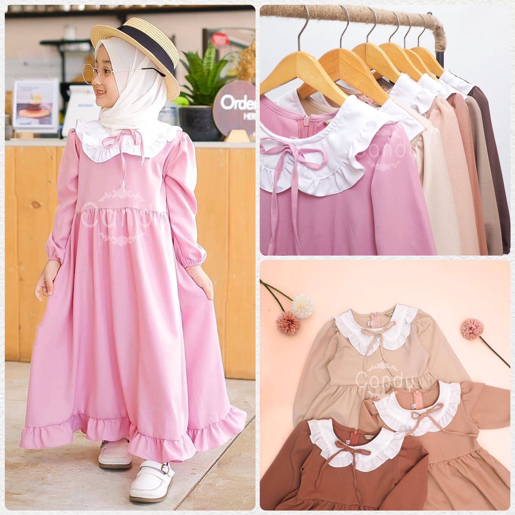 BAJU PAKAIAN GAMIS BUSANA MUSLIM MENGAJI DRESS ANAK PEREMPUAN CEWE CEWEK UMUR USIA 1 2 3 4 5 6 TH TH