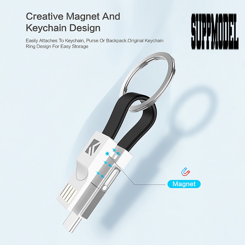 &lt; Suppmodel Floveme Gantungan Kunci 3 in 1 Kabel Data / Charger Micro USB / Tipe C 2A Untuk Android / iOS