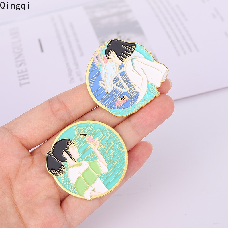 Bros Pin Enamel Desain Kartun Anime Spirited Away Naga Putih Untuk Koleksi