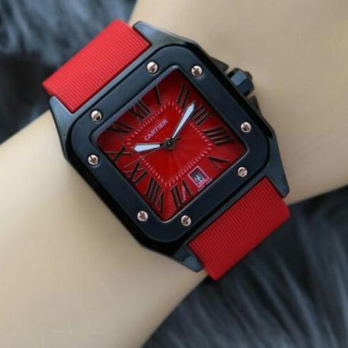 uhj51 jam tangan wanita Cartier rubber polos ring hitam tgl aktf reseller ,3.5cm .,.,.,.,