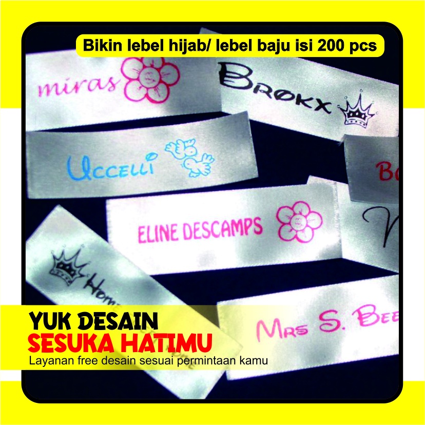 

lebel baju / lebel pakaian / lebel hijab / Label Baju Custom / lebel custom / satin