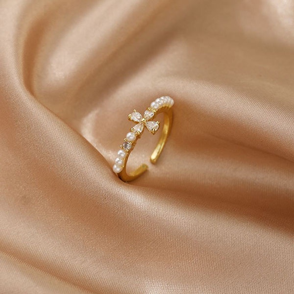 cincin simpel pearl flower simple jci082(1G3)