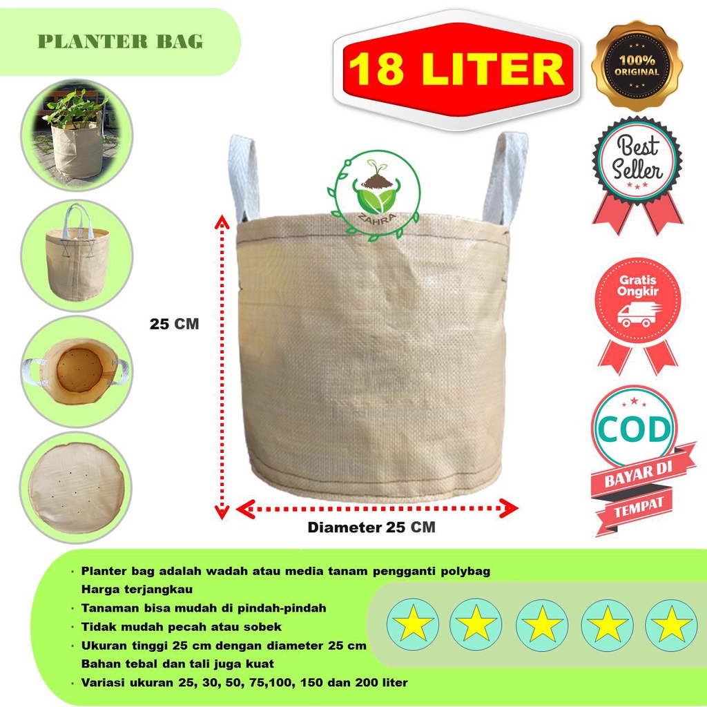 Planter Bag 18 Liter - 2 Handle