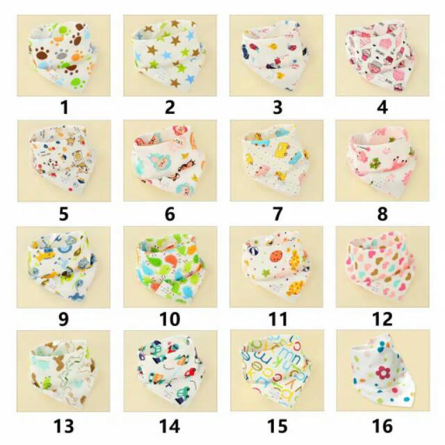Ecer Handuk Liur SLABBER BIB Celemek Kain Motif Lucu Murah Import