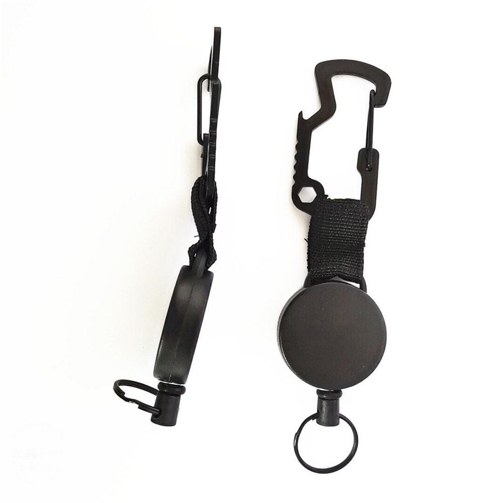 NICKOLAS1 Badge Reel Recoil Belt Logam Tarik Ditarik Perlengkapan Kantor Carabiner Gantungan Kunci Klip