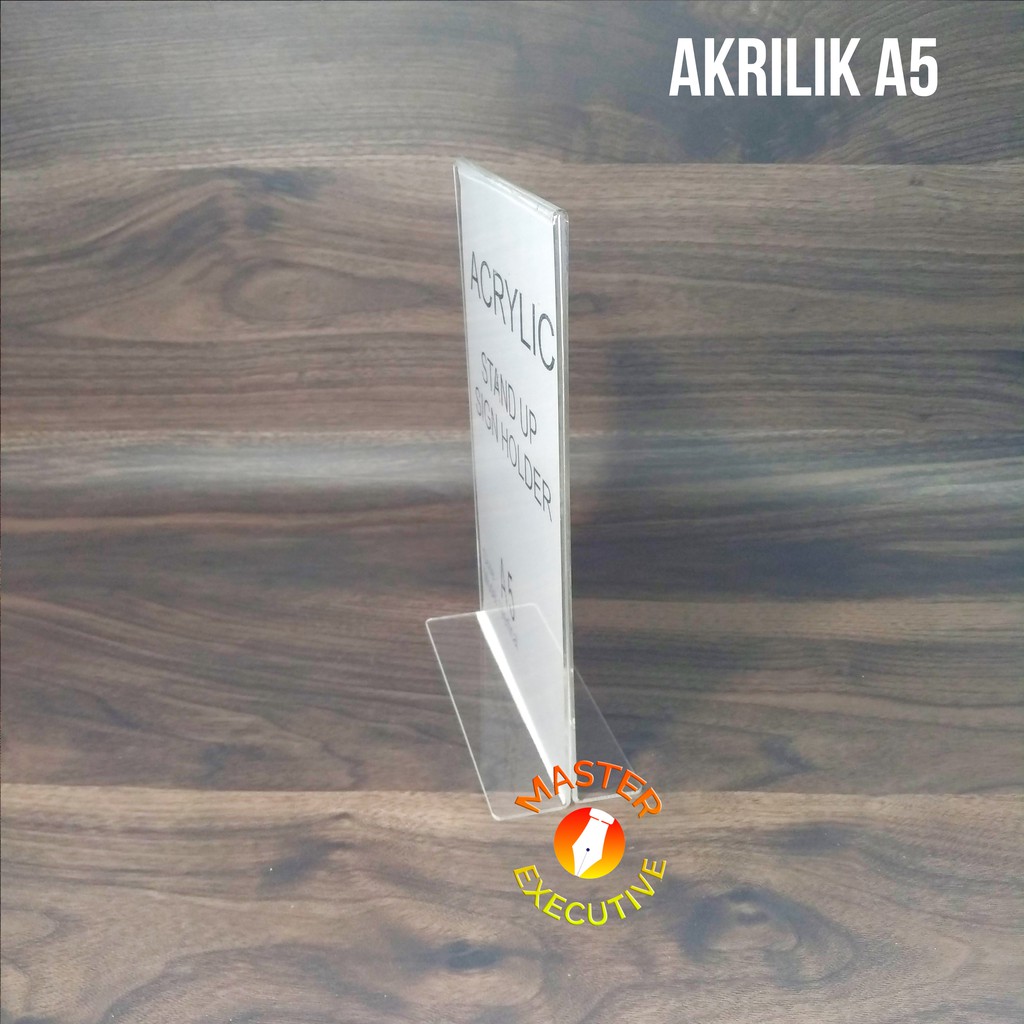 Akrilik A5 Tipe T / Stand Up Vertical Acrylic Sign Holder Display Khusus Go-Send Bandung