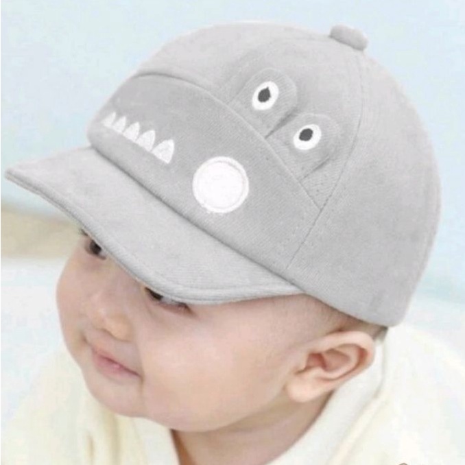 Topi anak bayi laki laki karakter Aligator Topi bayi Topi anak lucu topi anak bayi perempuan-abu abu muda
