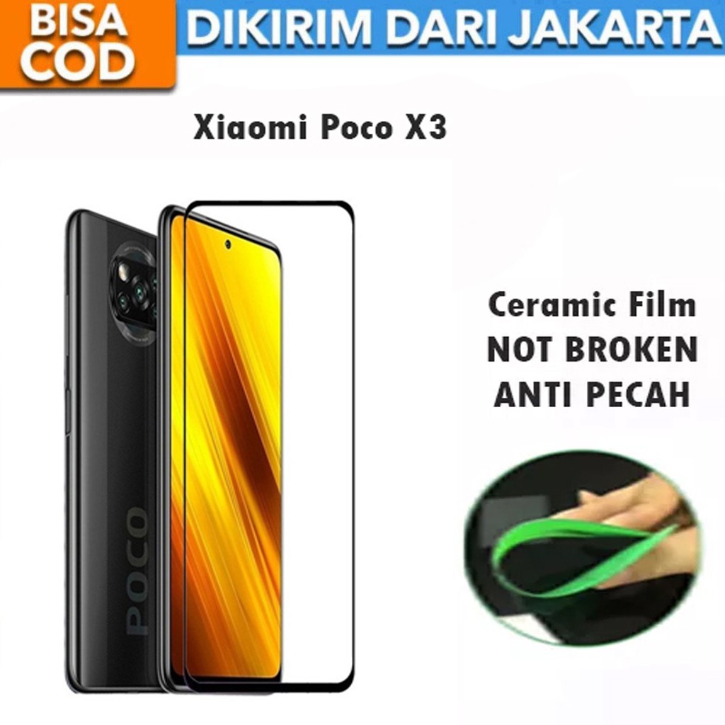 Tempered Glass Xiaomi Poco X3 NFC Full Cover / Full ScreenCeramic Film Anti Gores