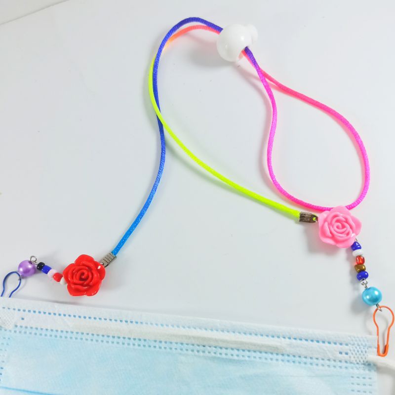 2 IN 1 Konektor/STRAP MASKER MAWAR PELANGI- Rantai Tali Kalung Masker KOREA - Strap Mask Chain