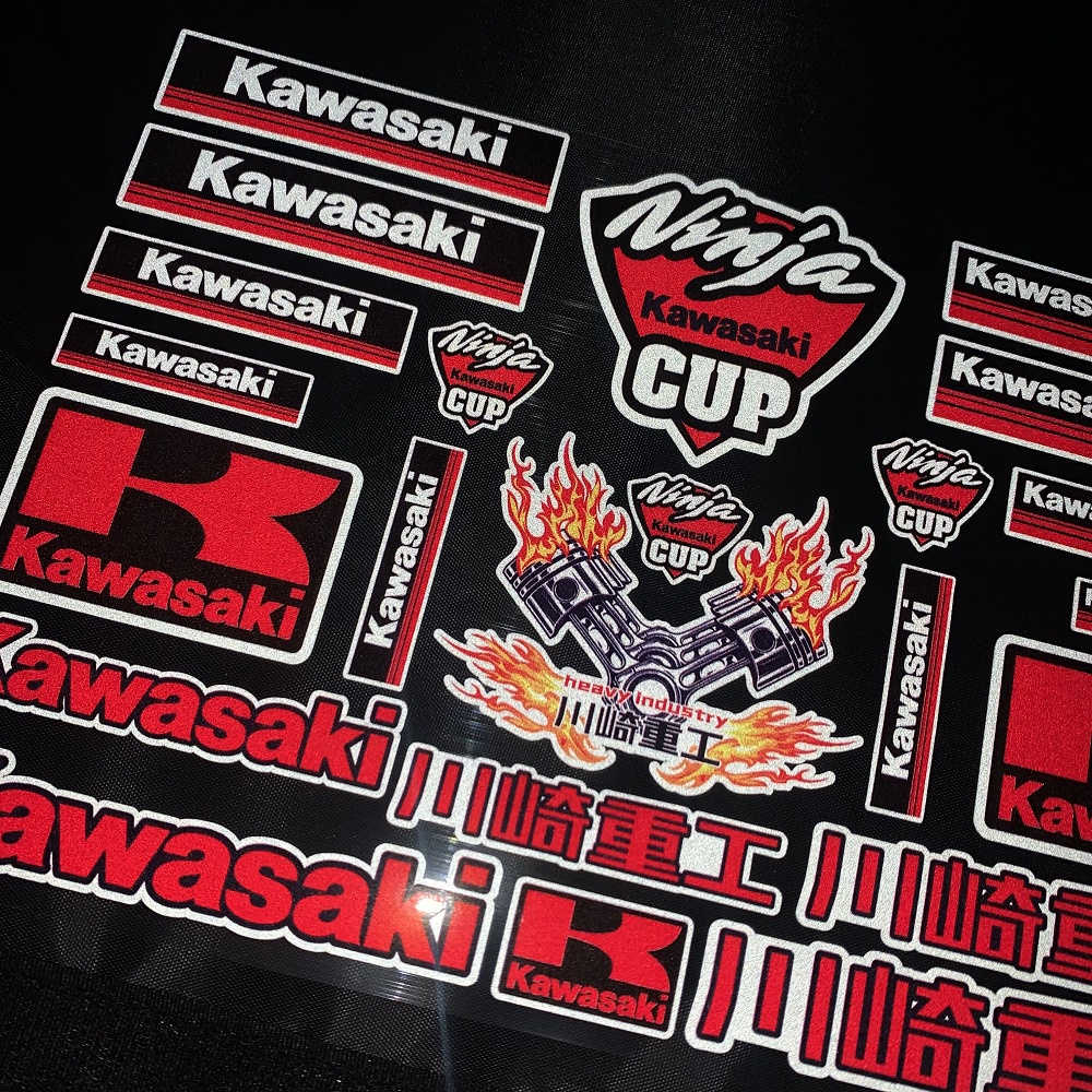 Stiker Reflektif Logo Kawasaki Ninja Tahan Air Untuk Dekorasi Helm Motor