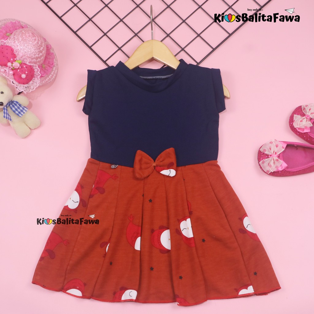 Dress Lala uk 3-12 bulan TYPE C / Dress Baby Perempuan Cewek Baju Batik Casual Pesta Gaun Polos Lucu