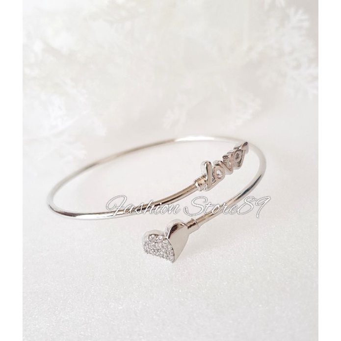 Yaxiya Gelang Bangle Elastis Love Perhiasan Lapis Emas Impor Gelang Bangle Flexibel Bahan Halus Love Perhiasan Lapis Emas 18k