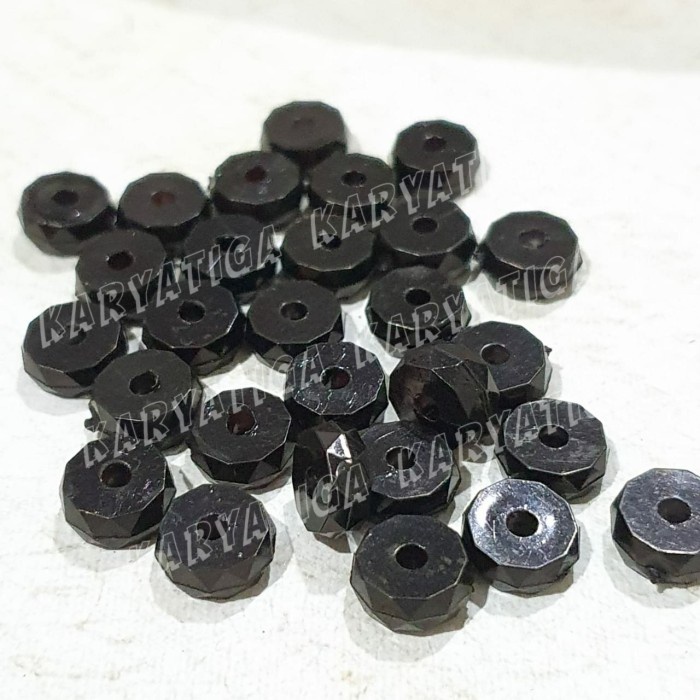 Mote Manik Pembatas / Spacer Akrilik 9 mm - Hitam (20 butir)