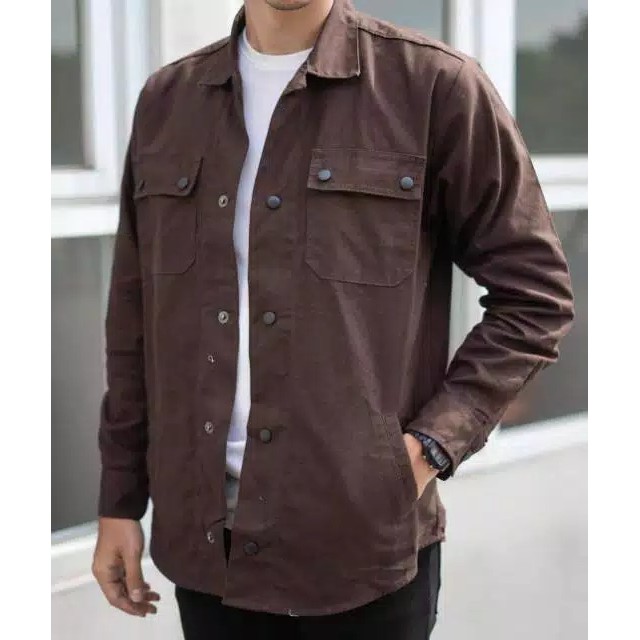 JAKET SEMI PARKA ORIGINAL//JAKET TRUCKER//JAKET KANVAS//JAKET PRIA-COKLAT