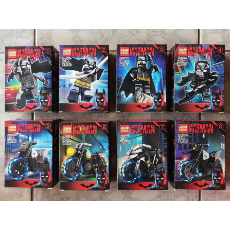 Brick HJLEPIN minifigure Batman Batcycle series batman motor ban karet