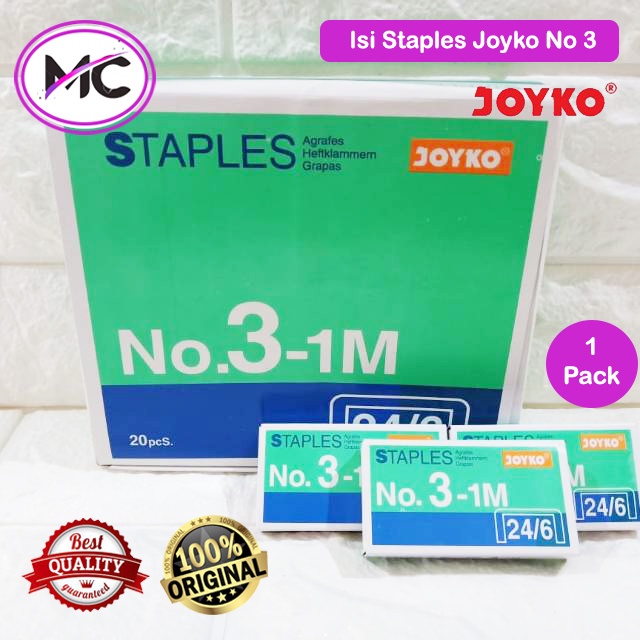 Isi Staples Kecil Sedang Besar Isi Stapler no 3 dan no 10  Joyko Refill Hekter Staples Cekrekan Jepretan Alat Tulis Kantor Sekolah