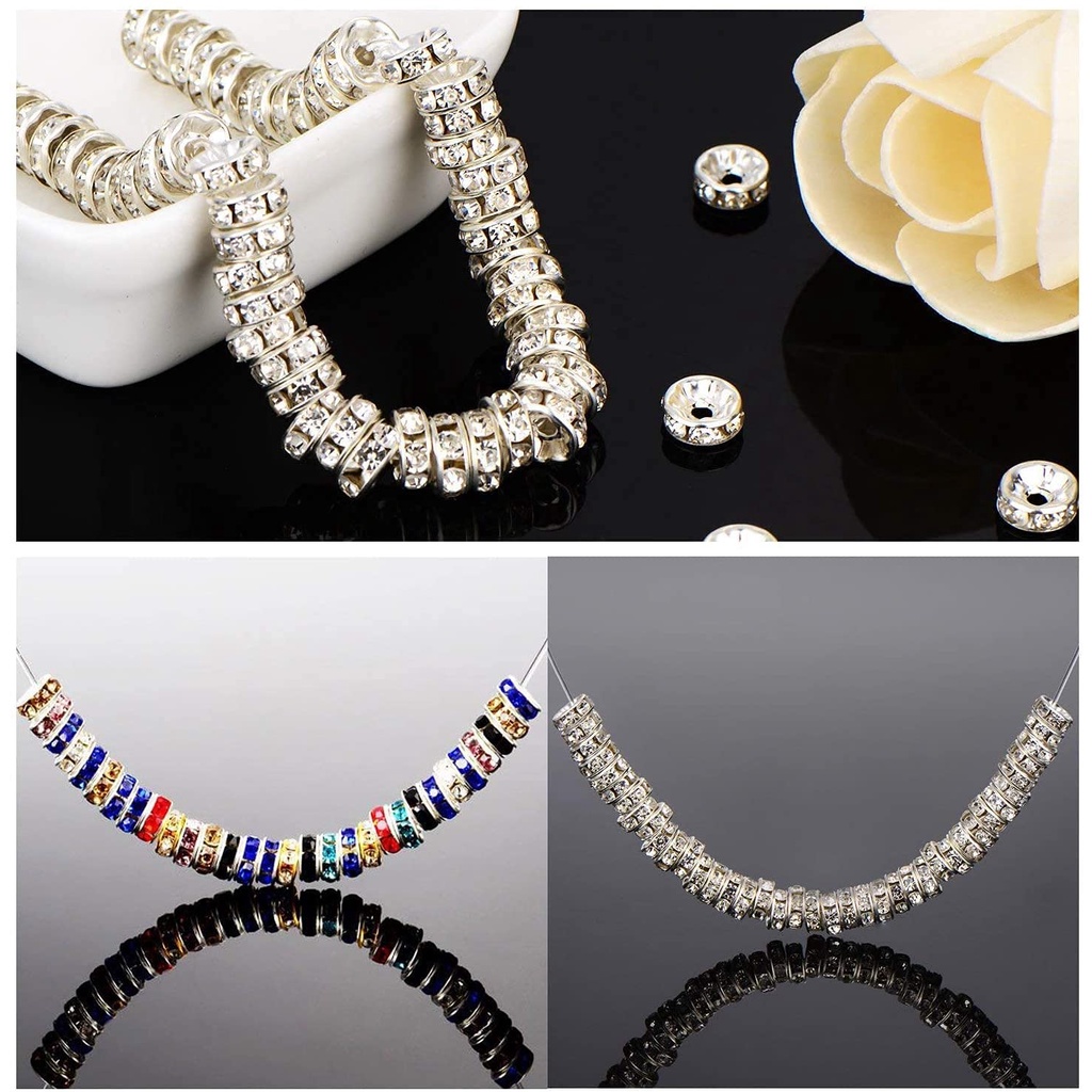 20 Round Diamond  Rhinestone Spacer Loose Beads For Jewelry DIY Making