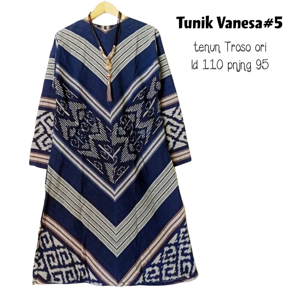 Tunik Kondangan Wanita Tenun Ikat Atasan Tunik Tenun Troso Ori Baju LD 120 cm Tunik Jumbo Wanita