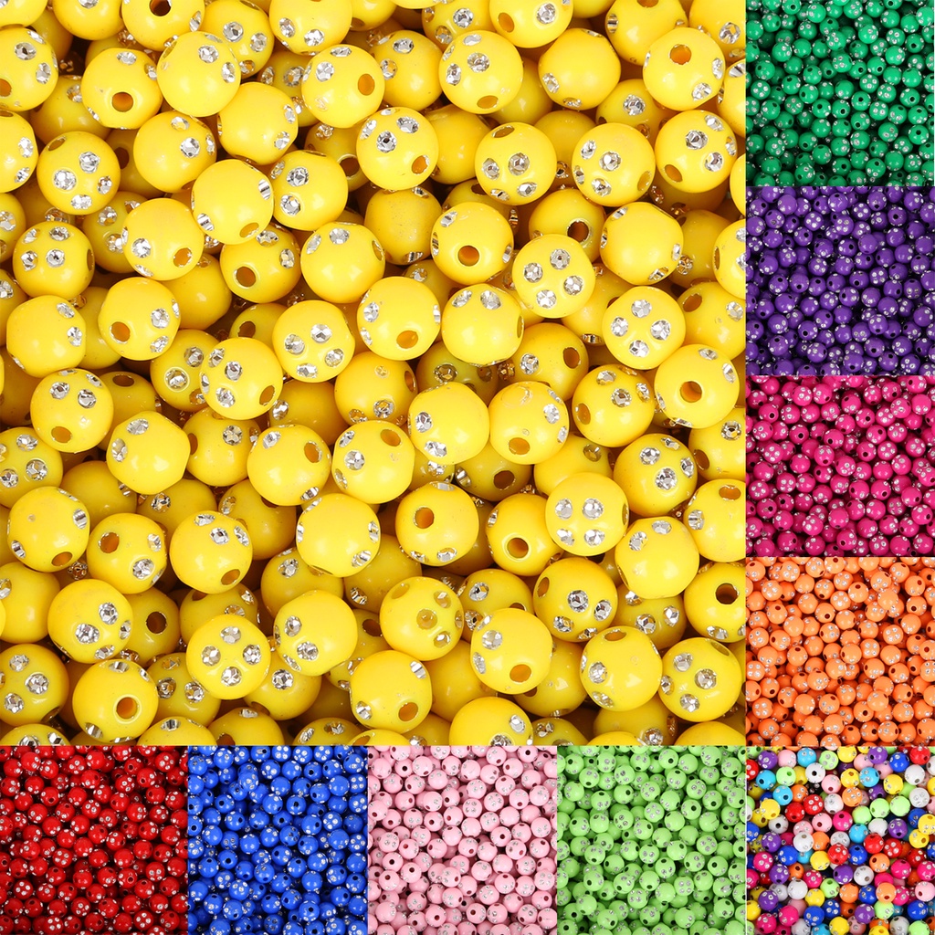 Hot Jual 100 piece/lot 8mm Multi Warna Shiny Akrilik Putaran Beads Untuk DIY Gelang &amp; Kalung Perhiasan Bakat