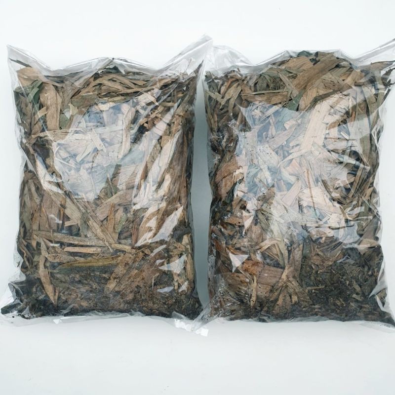 Humus daun bambu kuning kering