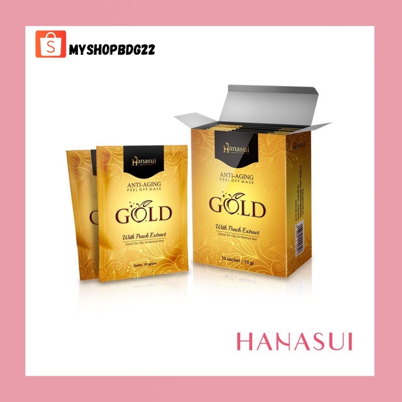 Hanasui Anti Aging Peel Off Mask Masker Gold Kemasan Sachet Perawatan Kecantikan Kulit Wajah Wanita By Myshopbdg22