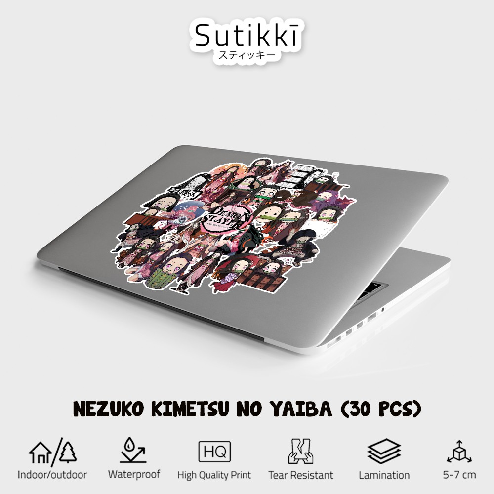 Sutikki | Sticker Pack Nezuko Kamado Kimetsu No Yaiba Demon Slayer Wibu Waifu Stiker Laptop Vinyl