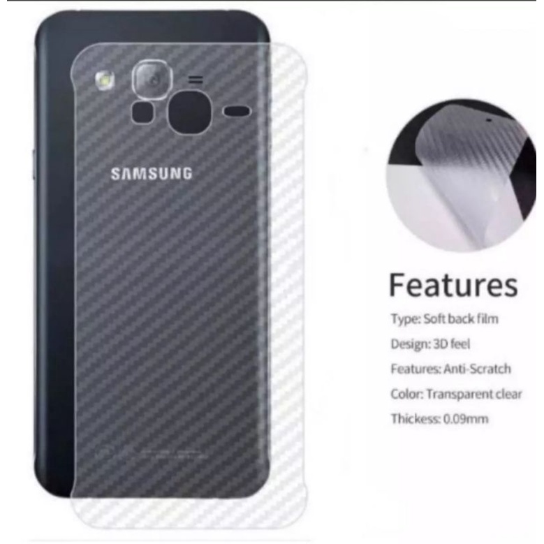 Garskin Carbon  Samsung J1 ace  J2 J2pro J2core J2 prime J3  J4 J4+ J5 J5prime J6 J6+ J7 J7+ Back Screen Prodector Skin