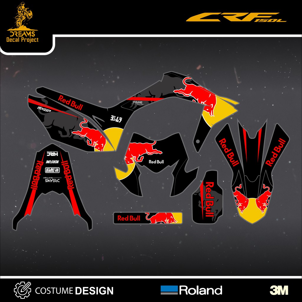 Decal CRF 150 L Red Bull Hitam
