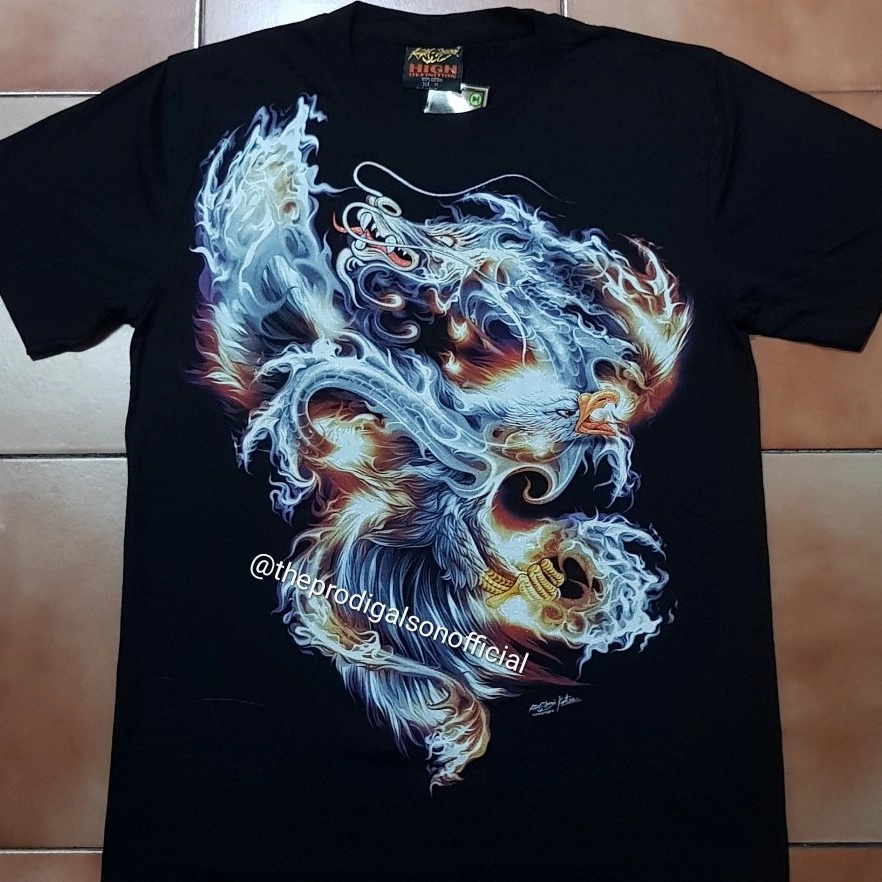 Kaos Rock Chang Import Size XXL Naga Elang HD Glow in The Dark