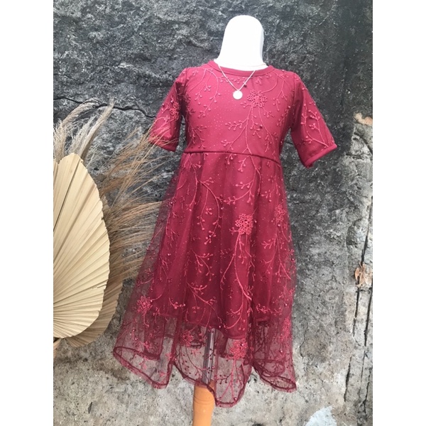 DRESS ANAK PEREMPUAN TILE GLITTER PREMIUM FULL PURING