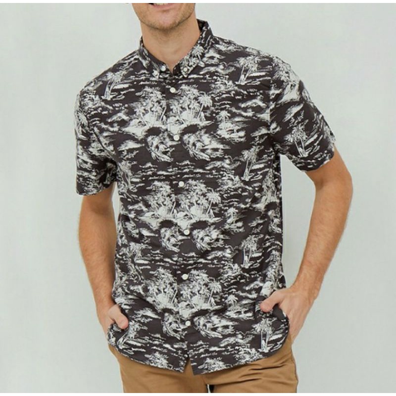 Kemeja Pria HnM lengan pendek aloha Shirt Original