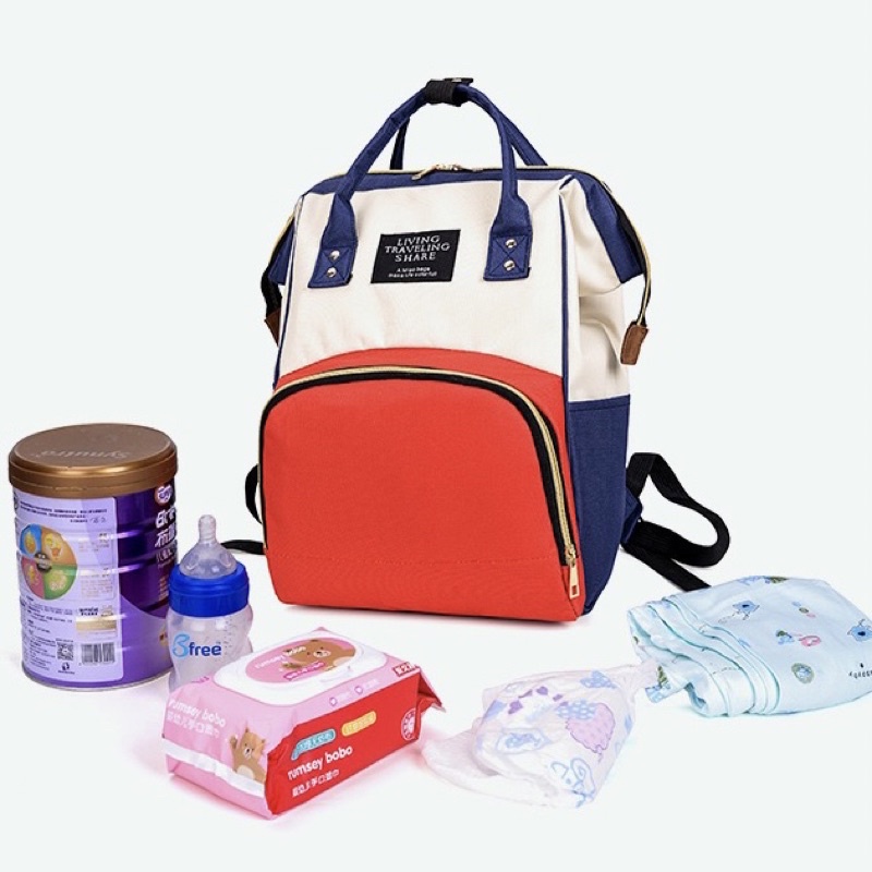 TAS BAYI 6006 - Tas Perlengkapan Bayi LTS POLOS Diaper Bag Tas Popok Travelling Ransel Backpack - H1