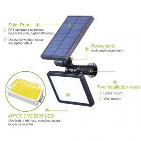 Lampu Taman Super Bright Solar Panel 48 LED 6000-6500K - TS-G0202 - Black