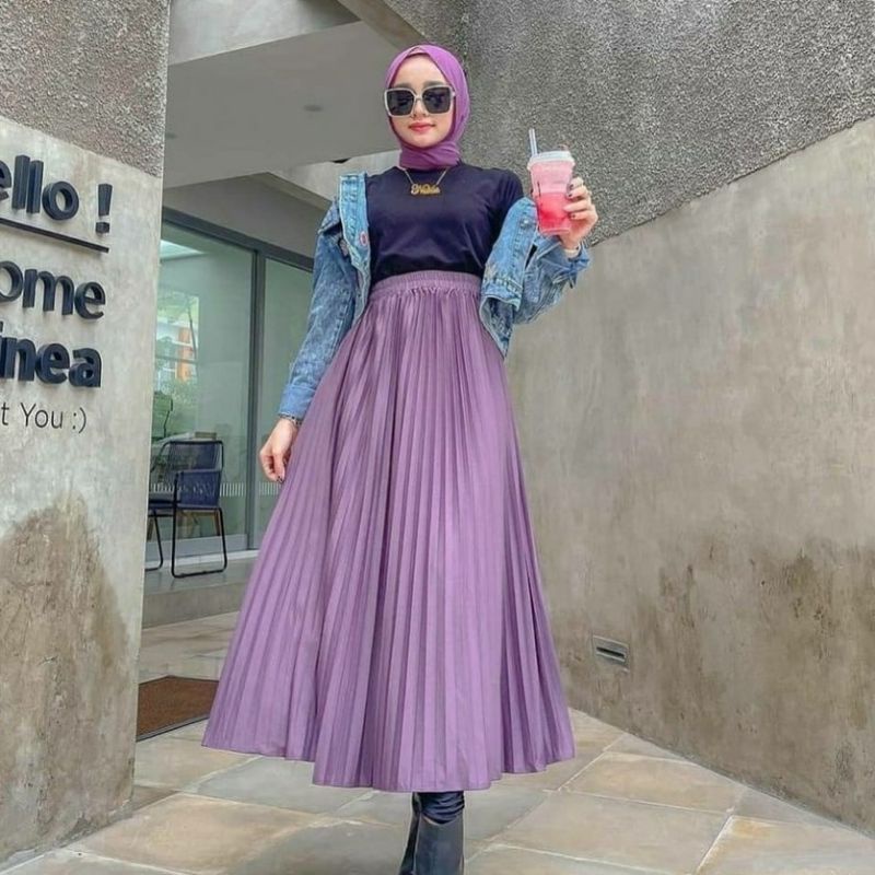 ROK PLISKSET /REMPEL BESAR/ROK KLOK / PREMIUM