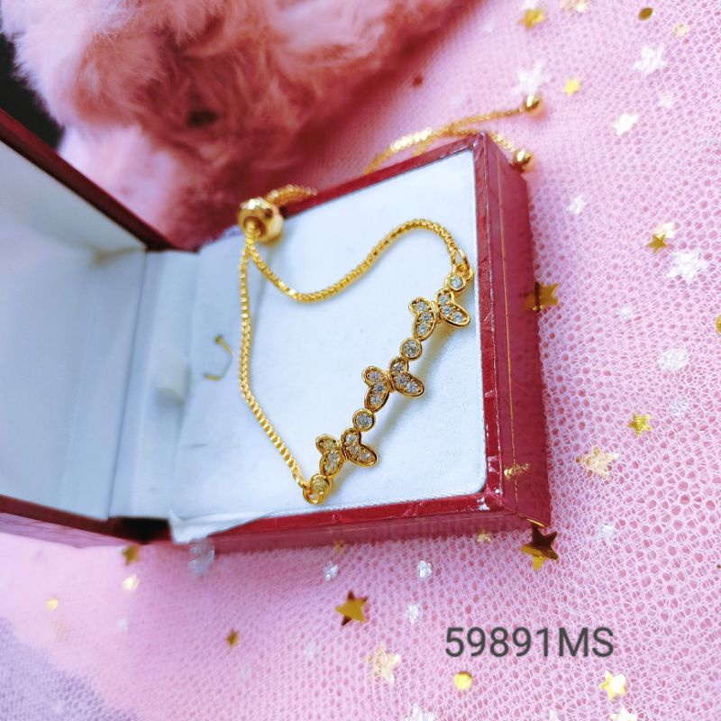 Gelang Serut Wanita Titanium Anti Karat Lapis Emas891MS