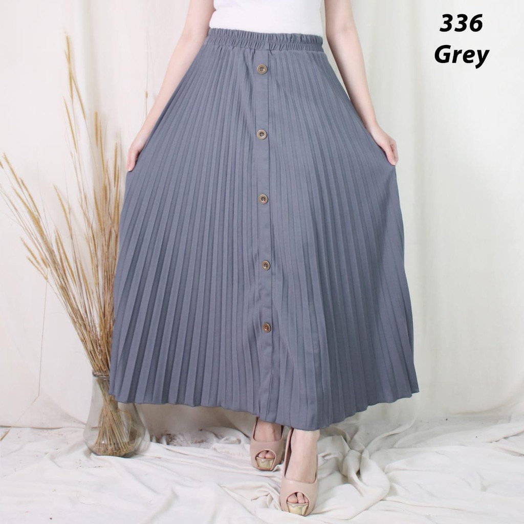 ROK PLISKET MURAH 336 LUVALINE ROK PLISKET PANJANG PLEATED SKIRT FLARE SKIRT MAYUNG FLOWY REMPEL