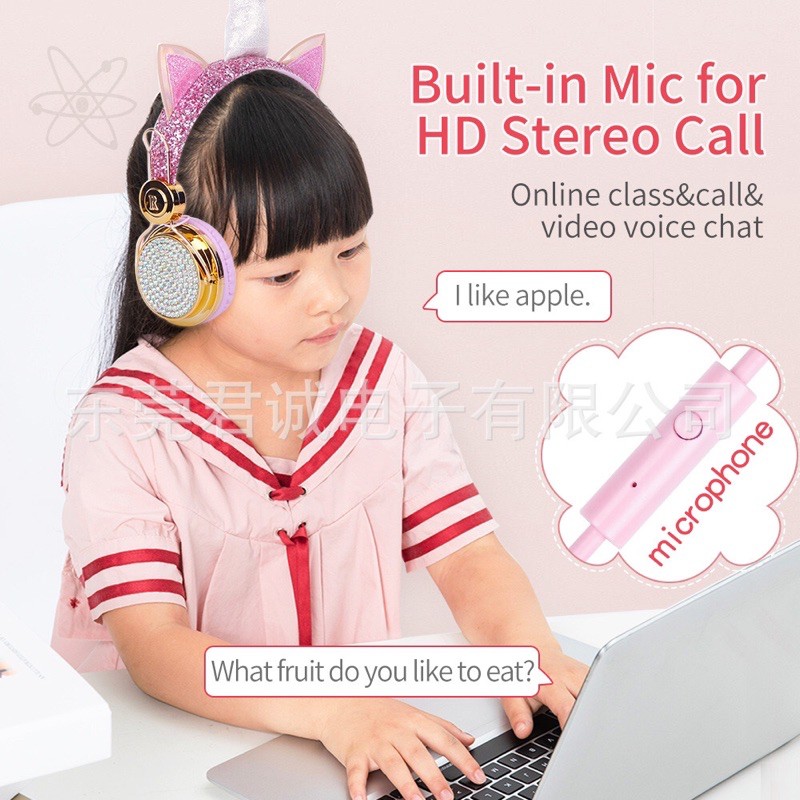 Headset Headphone bando unicorn cute imut swarosvky diamond + mic limited edition