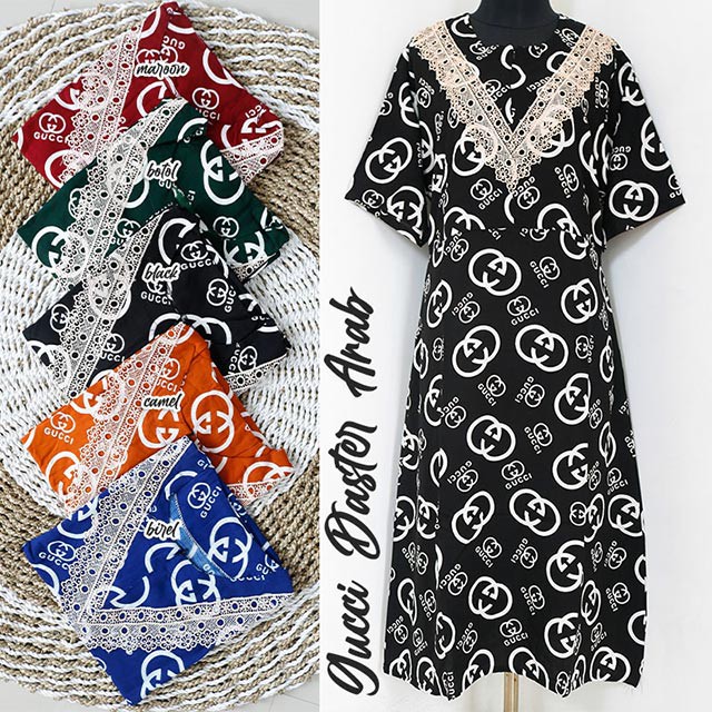 DASTER ARAB GUCCI EIFLE NAFA Matt Katun Rayon Santung Mix Renda, FIT To XXL