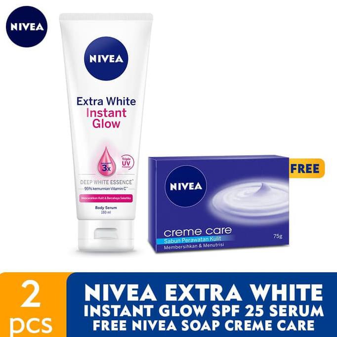 Perawatan Kulit/ Nivea Body Lotion Extra White Instant Glow Serum 180Ml Free Nivea Soap