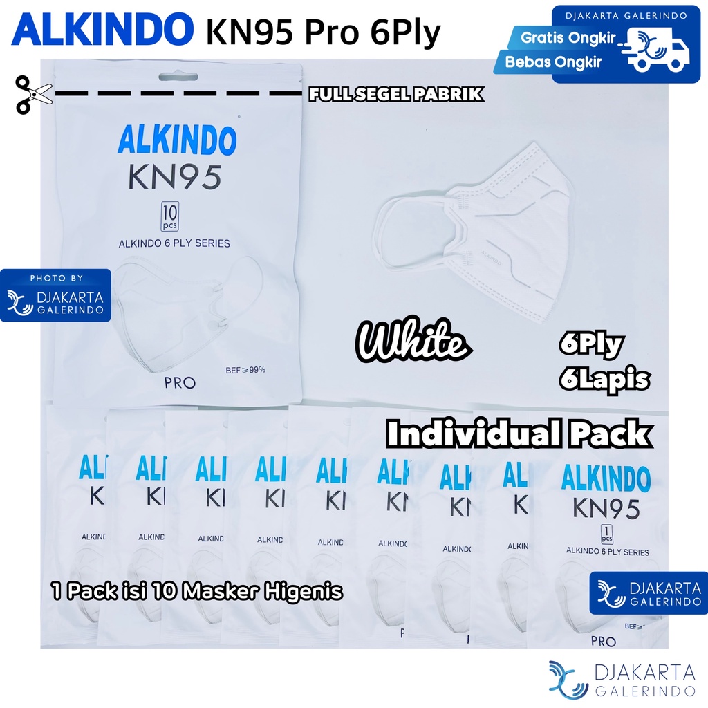 Masker Alkindo KN95 PRO Individual Pack 6PLY  isi 10Pcs