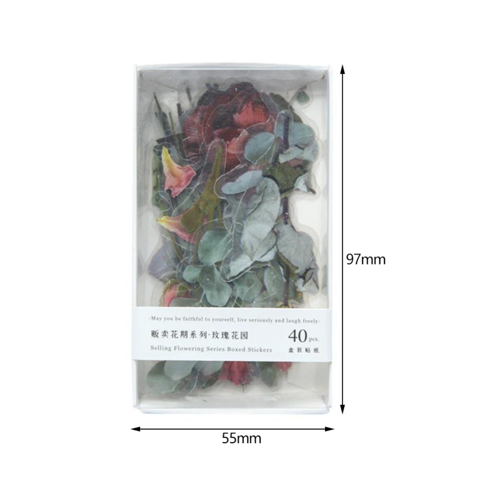 Timekey 40pcs / lot Stiker Motif Bunga Untuk Dekorasi Scrapbook / Jurnal A7K8