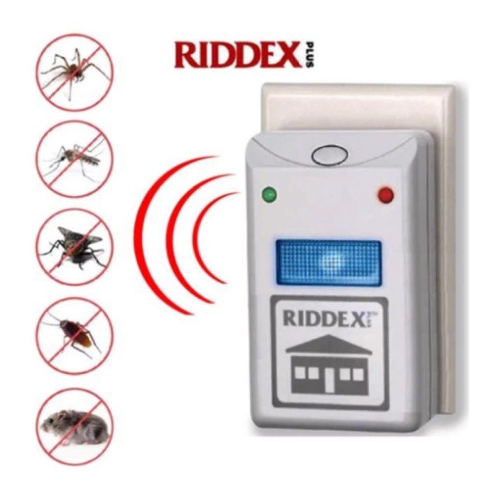 Riddex Plus Merah Quad Alat Frekuensi Pengusir Tikus Kecoak Serangga Nyamuk Lalat Pest Repelling Aid