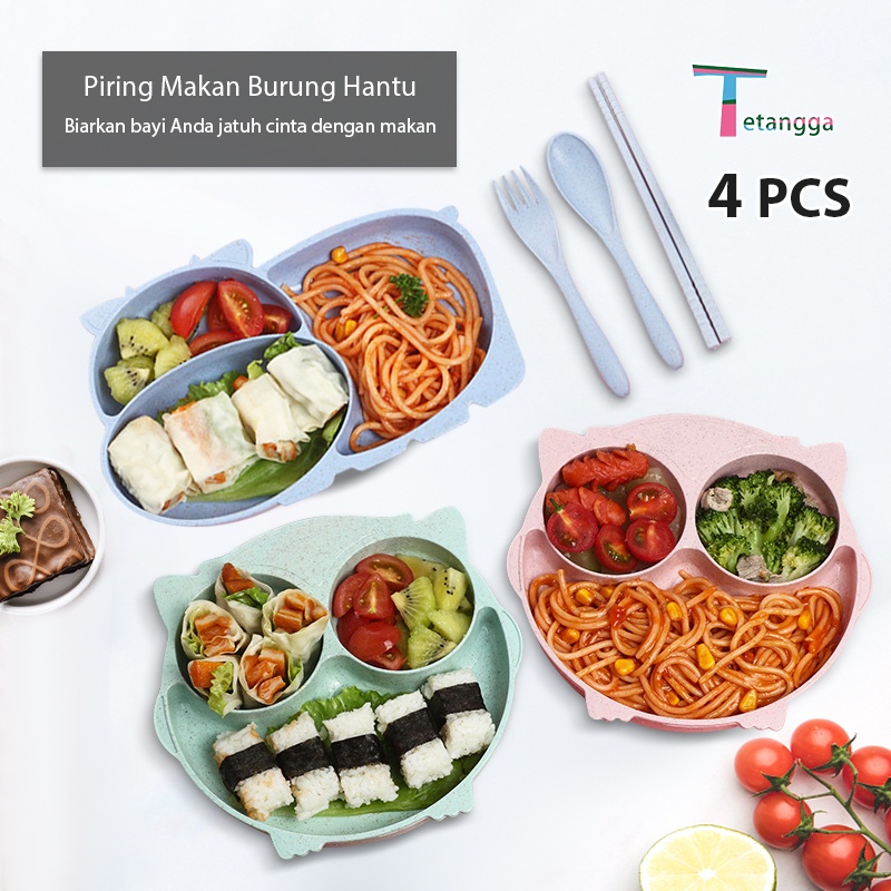 Set Peralatan Makan Anak Sendok Garpu Anak Mangkok Tempat Makan Bayi Piring Makan Anak