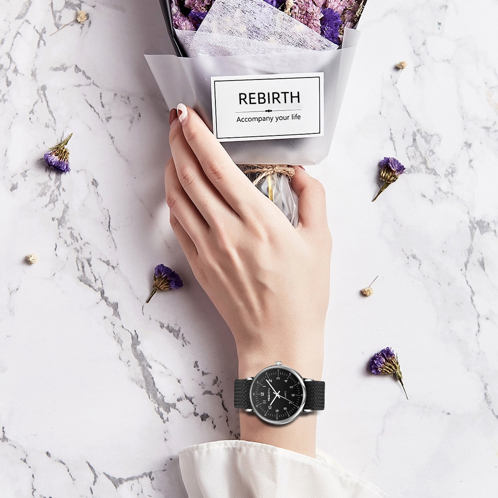 REBIRTH Jam Tangan Wanita Mode Roman Desain Tali Nilon Kasual Olahraga Tahan Air Jam Tangan Cewek